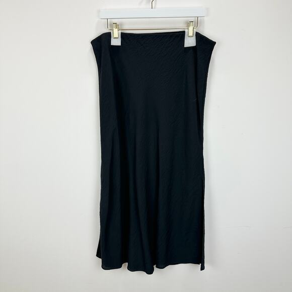 NEW Madewell The Layton Midi Slip Skirt Pull On Viscose Side Slit Black US 14 - Picture 6 of 15